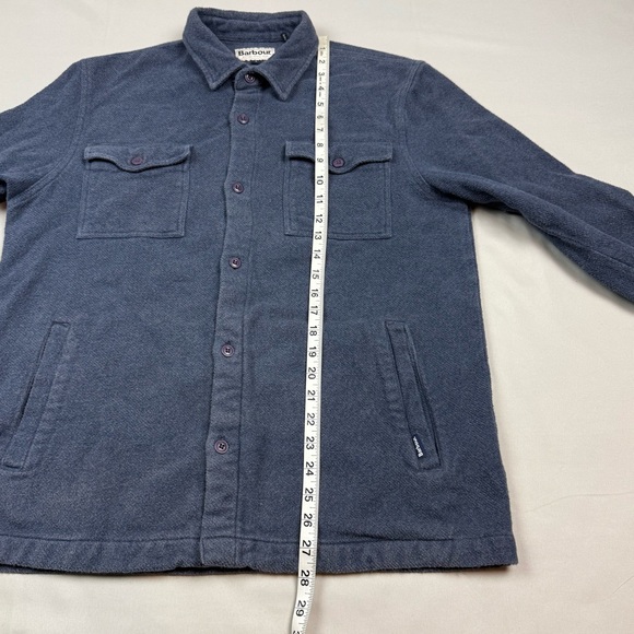Barbour Mens Twill Overshirt Shirt Jacket Sz Large Thick Dark Blue Button Up B6 - Picture 8 of 8